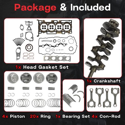G4KJ 2.4 Engine Rebuild Overhaul Kit With Crankshaft & Piston & Connecting Rods Fit For Hyundai Tucson Sonata Santa Fe Kia Sorento Optima Sportage 2.4L 2011-2020 Replace# 23111-2G200 23510-2G500 in Kuwait