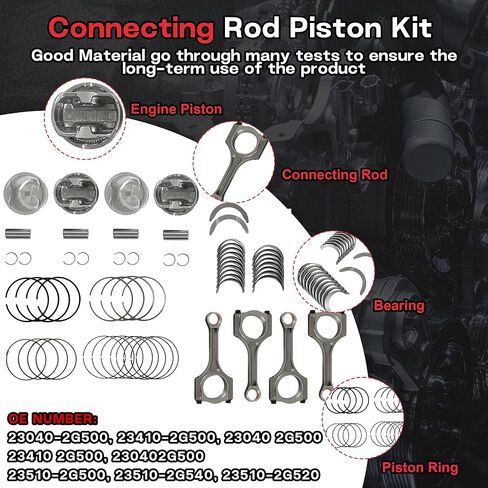 G4KJ 2.4 Engine Rebuild Overhaul Kit With Crankshaft & Piston & Connecting Rods Fit For Hyundai Tucson Sonata Santa Fe Kia Sorento Optima Sportage 2.4L 2011-2020 Replace# 23111-2G200 23510-2G500 in Kuwait