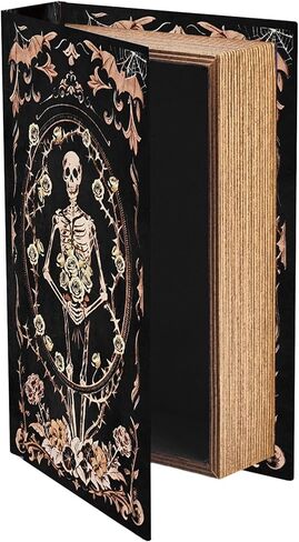 صندوق تخزين الكتب العتيق، صناديق كتب صناعية، نمط قوطي بني، مقاس 9.1 × 5.9 × 2 بوصة، منظمات تخزين مزخرفة للمجوهرات، حلية الزفاف، ذكريات هواية تذكار، صور ديكور المنزل in Kuwait