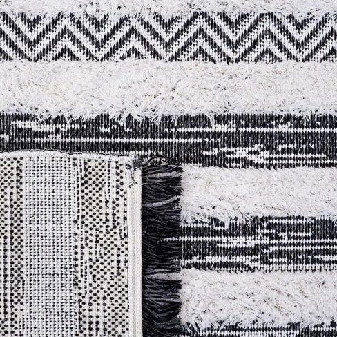 سجادة SAFAVIEH Augustine Collection - 2' x 9'، أسود وعاجي، تصميم قطني مغربي ريفي، سهل العناية، مثالي للمناطق ذات حركة المرور العالية في غرفة المعيشة وغرفة النوم (AGT729Z) in Saudi Arabia