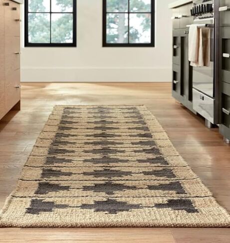 Manvi Exports Natural Jute Runner Rugs, Bohemian Runner Hemp Rug Decor,Jute Runner Rugs for Stair, Kitchen, Runner Rugs for Hallway (Design 1-2x18 Ft) in Saudi Arabia