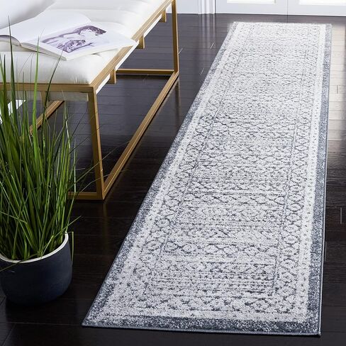SAFAVIEH Toscana Collection Runner Rug - 2' x 9', Grey & Ivory, Rustic Oriental Design, Non-Shedding & Easy Care, Ideal for High Traffic Areas in Living Room, Bedroom (TOS658F) in Saudi Arabia