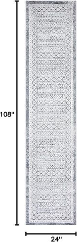 SAFAVIEH Toscana Collection Runner Rug - 2' x 9', Grey & Ivory, Rustic Oriental Design, Non-Shedding & Easy Care, Ideal for High Traffic Areas in Living Room, Bedroom (TOS658F) in Saudi Arabia