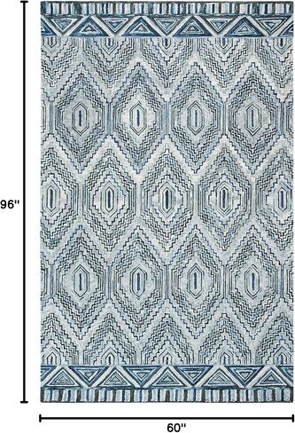 SAFAVIEH Aspen Collection Area Rug - 5' x 8', Grey & Blue, Handmade Boho Wool, Ideal for High Traffic Areas in Living Room, Bedroom (APN823F) in Saudi Arabia