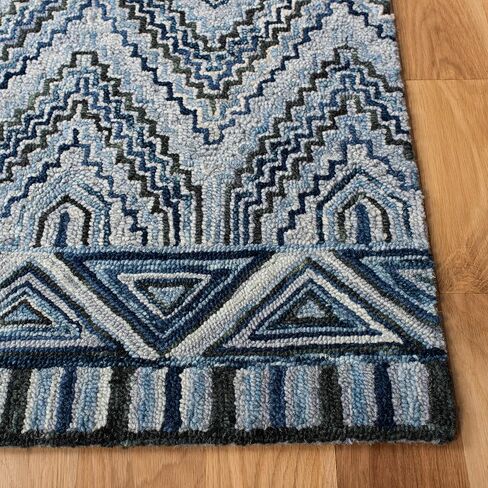 SAFAVIEH Aspen Collection Area Rug - 5' x 8', Grey & Blue, Handmade Boho Wool, Ideal for High Traffic Areas in Living Room, Bedroom (APN823F) in Saudi Arabia