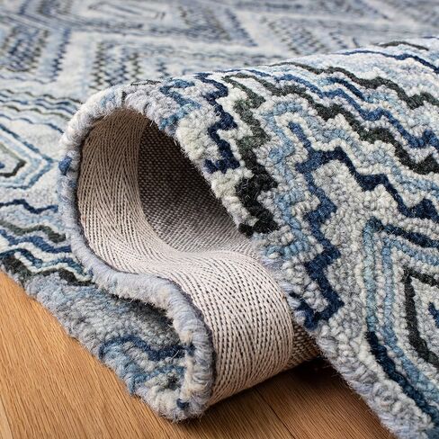 SAFAVIEH Aspen Collection Area Rug - 5' x 8', Grey & Blue, Handmade Boho Wool, Ideal for High Traffic Areas in Living Room, Bedroom (APN823F) in Saudi Arabia