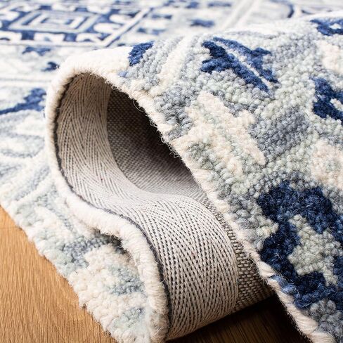 SAFAVIEH Aspen Collection Area Rug - 5' x 8', Grey & Blue, Handmade Boho Wool, Ideal for High Traffic Areas in Living Room, Bedroom (APN823F) in Saudi Arabia