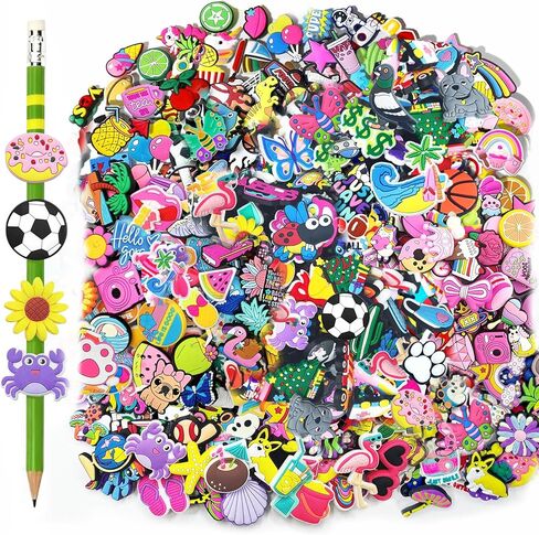 Fannoday Pencil Topper Decoations, 30 50 100 Pcs Random Different Cute Pencil Toppes, Lovely PVC Pencils Charms for Students Classroom Gifts (Random, 30Pcs) in Saudi Arabia