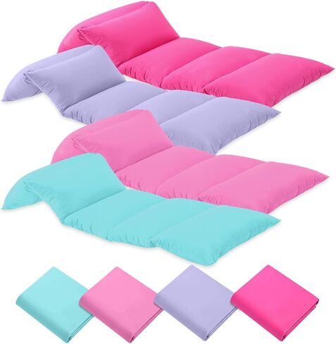 4 Pack Kids Sleepover Pillowcase Lounger Covers DIY for 5 Pillows, Sleepover Party Supplies for Girls Slumber Party, Washable Lounger Bed Cover (Pillow Not Included) in Saudi Arabia