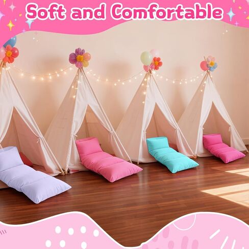 4 Pack Kids Sleepover Pillowcase Lounger Covers DIY for 5 Pillows, Sleepover Party Supplies for Girls Slumber Party, Washable Lounger Bed Cover (Pillow Not Included) in Saudi Arabia
