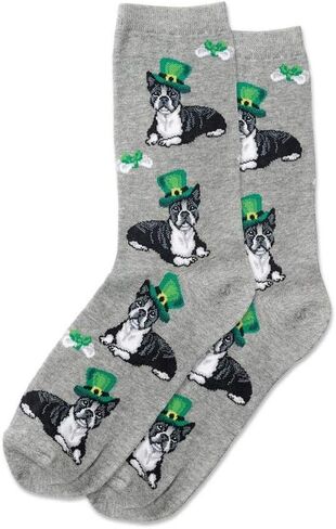 Hot Sox Women's Irish Boston Terrier Socks 1 Pair, Grey Heather, Women's 4-10 Shoe in Saudi Arabia