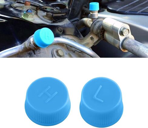 Car A/C Valve Core Caps, Leakproof R134a Air Conditioning System Charging Port Caps Replacement, High and Low Pressure Ac Caps Auto A/C Valve Core Caps Seal Kit for Most Cars (2PCS) in Kuwait