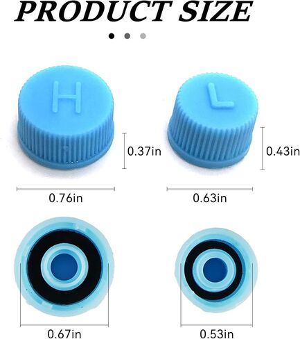 Car A/C Valve Core Caps, Leakproof R134a Air Conditioning System Charging Port Caps Replacement, High and Low Pressure Ac Caps Auto A/C Valve Core Caps Seal Kit for Most Cars (2PCS) in Saudi Arabia
