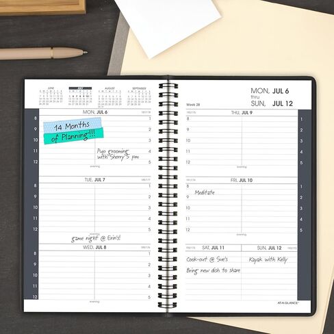 AT-A-GLANCE Planner 2026-2027 Weekly Academic 14-Month July-August Hourly Appointment Book, 5" x 8", Black (7010105) in Saudi Arabia