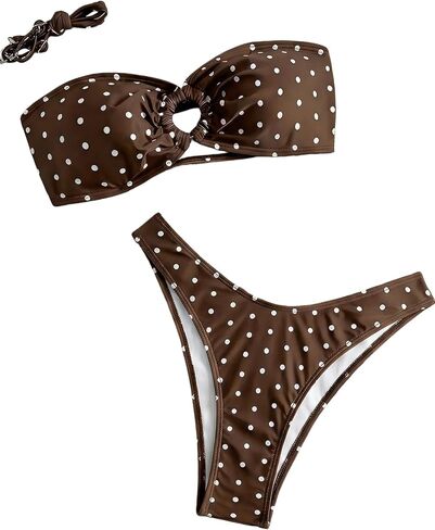 Tainehs Women's Bandeau Bikini Set Sexy O Ring Two Piece Swimsuit High Cut Bathing Suits in Kuwait