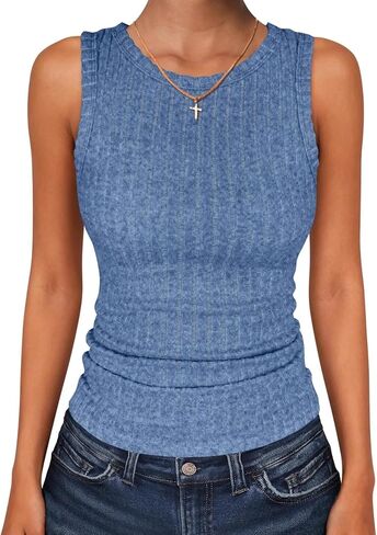 High Neck Tank Tops for Women Sleeveless Shirts Summer 2026 Basic Soft Slim Fit Racerback Trendy Casual Outfits in Saudi Arabia