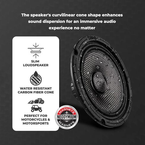 DS18 PRO-CF6.2SLN 6.5" Slim Motorcycle & Motorsports Loudspeaker with Water Resistant Carbon Fiber Cone | 2-Ohm 150W RMS - Shallow Speaker for Motorcycles in Saudi Arabia
