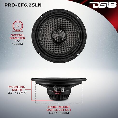 DS18 PRO-CF6.2SLN 6.5" Slim Motorcycle & Motorsports Loudspeaker with Water Resistant Carbon Fiber Cone | 2-Ohm 150W RMS - Shallow Speaker for Motorcycles in Saudi Arabia