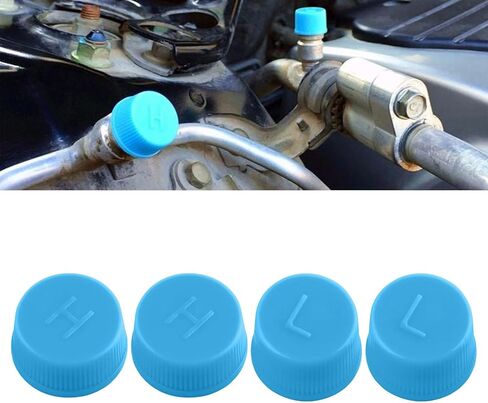 Car A/C Valve Core Caps, Leakproof R134a Air Conditioning System Charging Port Caps Replacement, High and Low Pressure Ac Caps Auto A/C Valve Core Caps Seal Kit for Most Cars (2PCS) in Kuwait