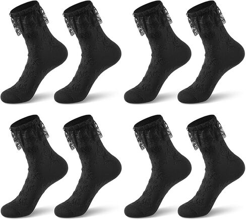 Lace Ruffle Socks Comfortable Princess Sock with Bow Women's White lace socks Cute Casual Socks in Saudi Arabia