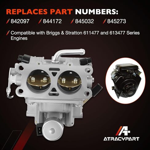 845273 Carburetor Carb Compatible with Briggs & Stratton 611477 613477 Series Lawn Mover Engine, Replaces 845032 844172 842097, with Wire Mounting Gasket Fuel Filter in Saudi Arabia