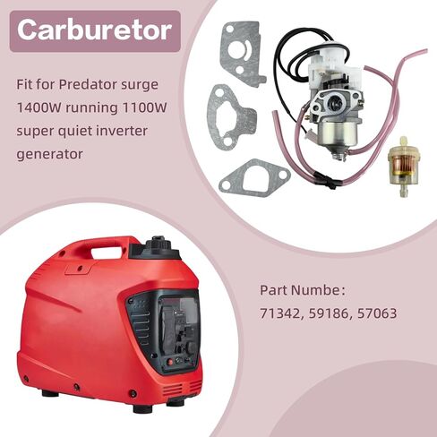 Carburetor Fit for Predator Inverter Generator Surge 1400W Fit for 71342 59186 57063 Carb Maintenance Kit with Fuel Line Fuel Filter & 3 Gaskets in Kuwait