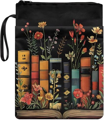 chaqlin Book Sleeve with Zipper, Bible Cover for Book Lovers, Books Floral Print Washable Booksleeve Accessories for Paperback, Textbooks in Saudi Arabia
