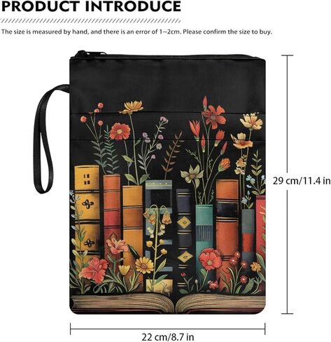 chaqlin Book Sleeve with Zipper, Bible Cover for Book Lovers, Books Floral Print Washable Booksleeve Accessories for Paperback, Textbooks in Saudi Arabia