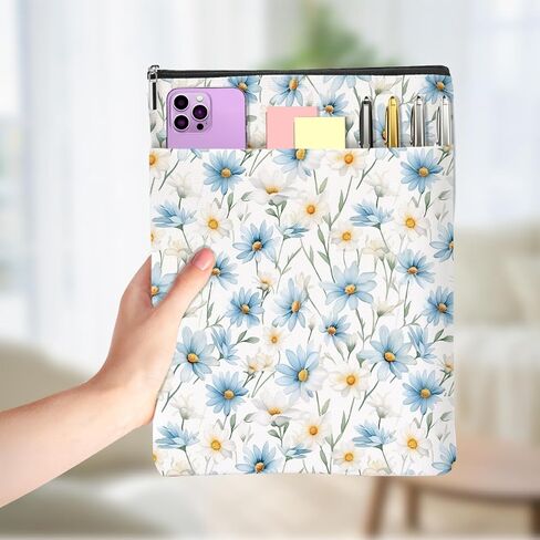 Books Lovers Gifts Book Sleeve Books Cove Book Pouch Bookish Gifts Protector with Zipper and Front Pocket Bookworm Librarian Gifts Bookish Accessories for Women Friend Daisy Flower 04 in Saudi Arabia