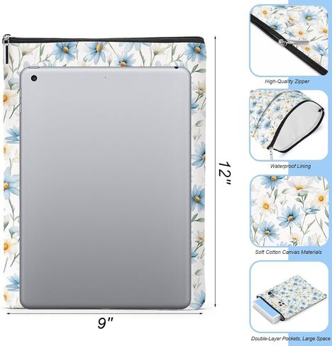 Books Lovers Gifts Book Sleeve Books Cove Book Pouch Bookish Gifts Protector with Zipper and Front Pocket Bookworm Librarian Gifts Bookish Accessories for Women Friend Daisy Flower 04 in Saudi Arabia