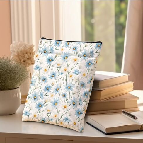 Books Lovers Gifts Book Sleeve Books Cove Book Pouch Bookish Gifts Protector with Zipper and Front Pocket Bookworm Librarian Gifts Bookish Accessories for Women Friend Daisy Flower 04 in Saudi Arabia