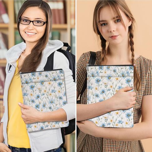 Books Lovers Gifts Book Sleeve Books Cove Book Pouch Bookish Gifts Protector with Zipper and Front Pocket Bookworm Librarian Gifts Bookish Accessories for Women Friend Daisy Flower 04 in Saudi Arabia