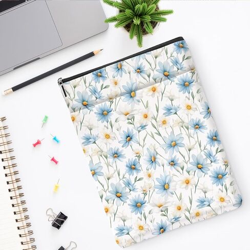 Books Lovers Gifts Book Sleeve Books Cove Book Pouch Bookish Gifts Protector with Zipper and Front Pocket Bookworm Librarian Gifts Bookish Accessories for Women Friend Daisy Flower 04 in Saudi Arabia