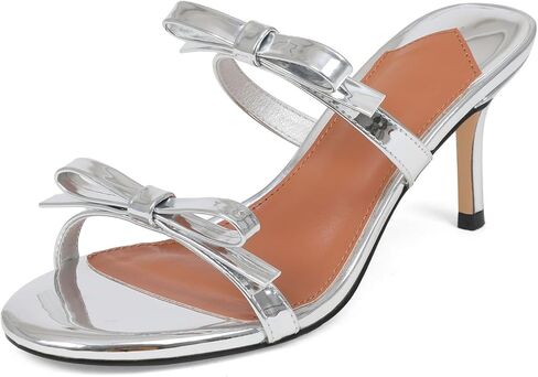 CYNLLIO Bow Tie Kitten Heels for Women Two Strap Round Open Toe Sandals 2.9 Inch Stiletto Heeled Slides Backless Dressy Party Shoes in Kuwait