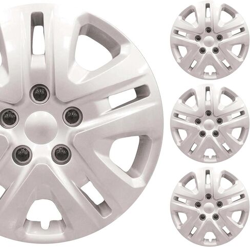 غطاء عجلة سيارة معدني فضي عالمي مقاس 17 بوصة/مجموعة Hubcap | أداة بديلة | مجموعة من 4 | مناسب عالمي لحواف المخزون الأساسية مقاس 17 بوصة in Kuwait