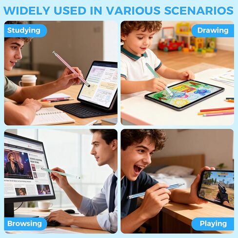 أقلام لمس لشاشات اللمس، أقلام AGREJO Stylus عالية الدقة ذات سعة عالية لأجهزة iPad iPhone والأجهزة اللوحية Samsung Galaxy جميع أجهزة شاشات اللمس العالمية (4 عبوات أسود/أزرق/فضي/وردي) in Saudi Arabia