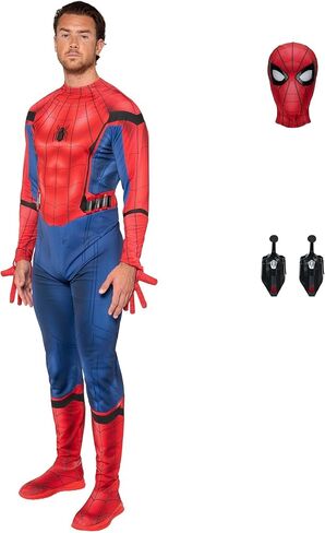 زي Jazwares Marvel Spider-Man Primalux التنكري للرجال - بدلة ممتازة لحفلات العودة للوطن مع رماة الويب وقناع وأحذية مدمجة in Saudi Arabia