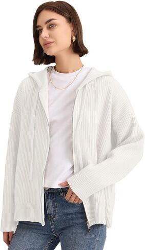 Cardigan Sweaters for Women with Zip Up Hoodie Long Sleeve Drawstring Chunky and Oversized Cardigan in Saudi Arabia