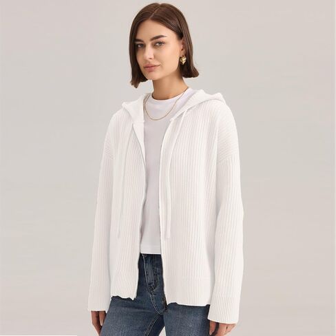 Cardigan Sweaters for Women with Zip Up Hoodie Long Sleeve Drawstring Chunky and Oversized Cardigan in Saudi Arabia
