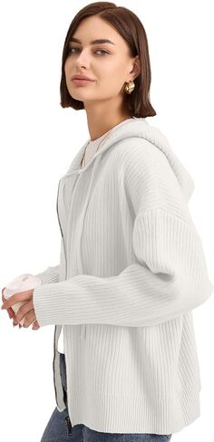 Cardigan Sweaters for Women with Zip Up Hoodie Long Sleeve Drawstring Chunky and Oversized Cardigan in Saudi Arabia