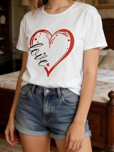 Women's Summer T-Shirts - Casual Short Sleeve Cute Tops Fashion Spring Workout Tee for Women (Available in Sizes S-2XL) in Saudi Arabia