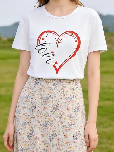 Women's Summer T-Shirts - Casual Short Sleeve Cute Tops Fashion Spring Workout Tee for Women (Available in Sizes S-2XL) in Saudi Arabia