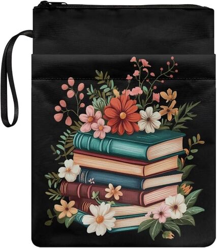 chaqlin Book Sleeve with Zipper, Bible Cover for Book Lovers, Books Floral Print Washable Booksleeve Accessories for Paperback, Textbooks in Saudi Arabia