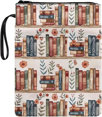 chaqlin Book Sleeve with Zipper, Bible Cover for Book Lovers, Books Floral Print Washable Booksleeve Accessories for Paperback, Textbooks in Saudi Arabia