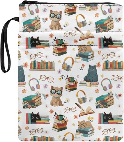 chaqlin Book Sleeve with Zipper, Bible Cover for Book Lovers, Books Floral Print Washable Booksleeve Accessories for Paperback, Textbooks in Saudi Arabia