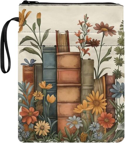 chaqlin Book Sleeve with Zipper, Bible Cover for Book Lovers, Books Floral Print Washable Booksleeve Accessories for Paperback, Textbooks in Saudi Arabia