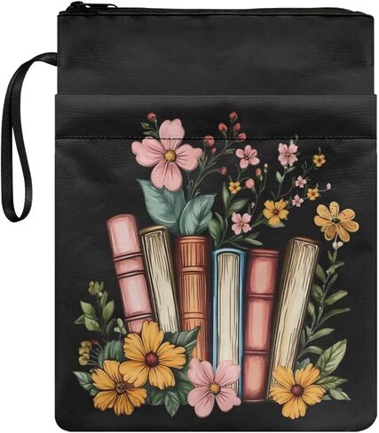 chaqlin Book Sleeve with Zipper, Bible Cover for Book Lovers, Books Floral Print Washable Booksleeve Accessories for Paperback, Textbooks in Saudi Arabia