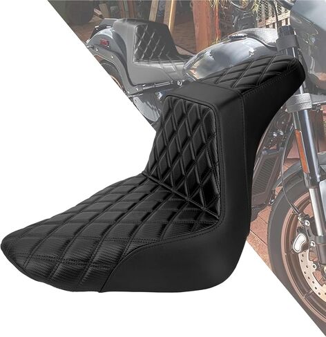 HDBUBALUS مقعد سائق الركاب دراجة نارية مقعد مزدوج مناسب لـ Harley FLSTF FXBRS Softail Fatboy 2018-2025 Breakout 2023-2025 (خياطة سوداء) in Saudi Arabia