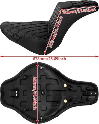 HDBUBALUS مقعد سائق الركاب دراجة نارية مقعد مزدوج مناسب لـ Harley FLSTF FXBRS Softail Fatboy 2018-2025 Breakout 2023-2025 (خياطة سوداء) in Saudi Arabia