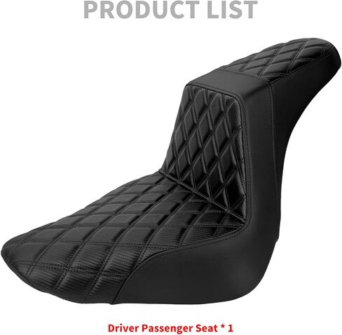 HDBUBALUS مقعد سائق الركاب دراجة نارية مقعد مزدوج مناسب لـ Harley FLSTF FXBRS Softail Fatboy 2018-2025 Breakout 2023-2025 (خياطة سوداء) in Saudi Arabia